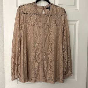 Cable & Gauge Beige Lace Blouse